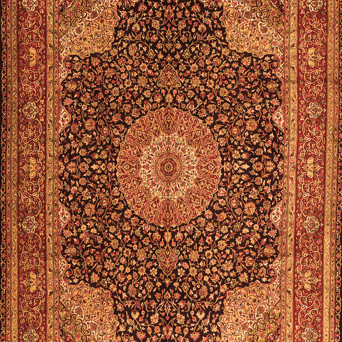 Serging Thickness of Machine Washable Medallion Orange Traditional Area Rugs, wshtr2203org