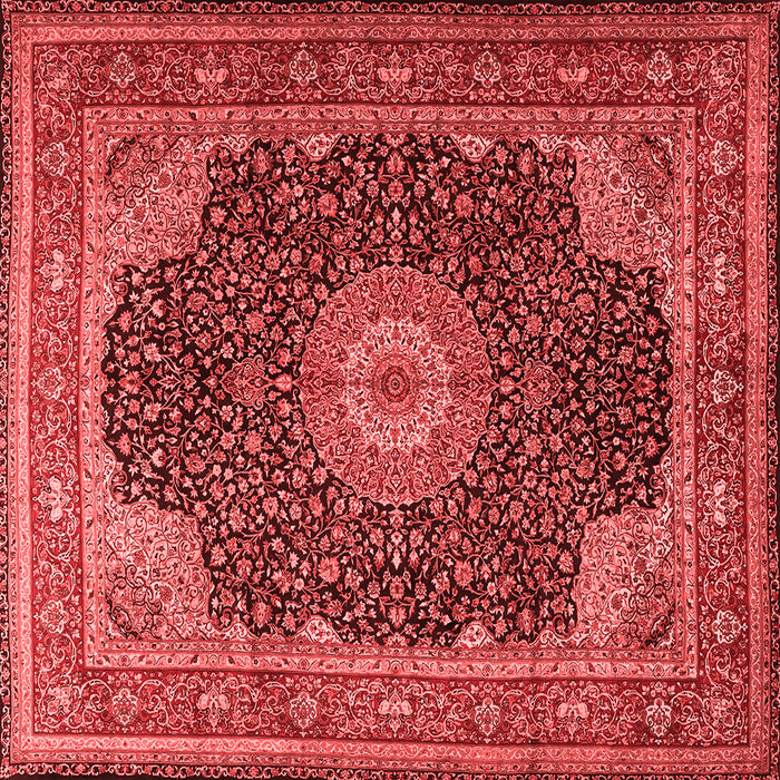 Machine Washable Medallion Red Traditional Rug, wshtr2203red