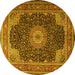 Round Medallion Yellow Traditional Rug, tr2203yw