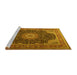 Sideview of Machine Washable Medallion Yellow Traditional Rug, wshtr2203yw