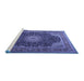 Sideview of Machine Washable Medallion Blue Traditional Rug, wshtr2203blu