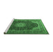 Sideview of Machine Washable Medallion Emerald Green Traditional Area Rugs, wshtr2203emgrn