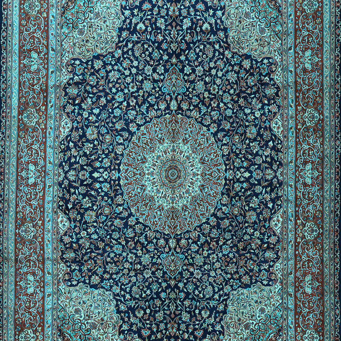 Medallion Light Blue Traditional Rug, tr2203lblu