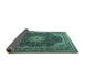 Sideview of Medallion Turquoise Traditional Rug, tr2203turq