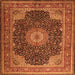 Serging Thickness of Medallion Orange Traditional Rug, tr2203org