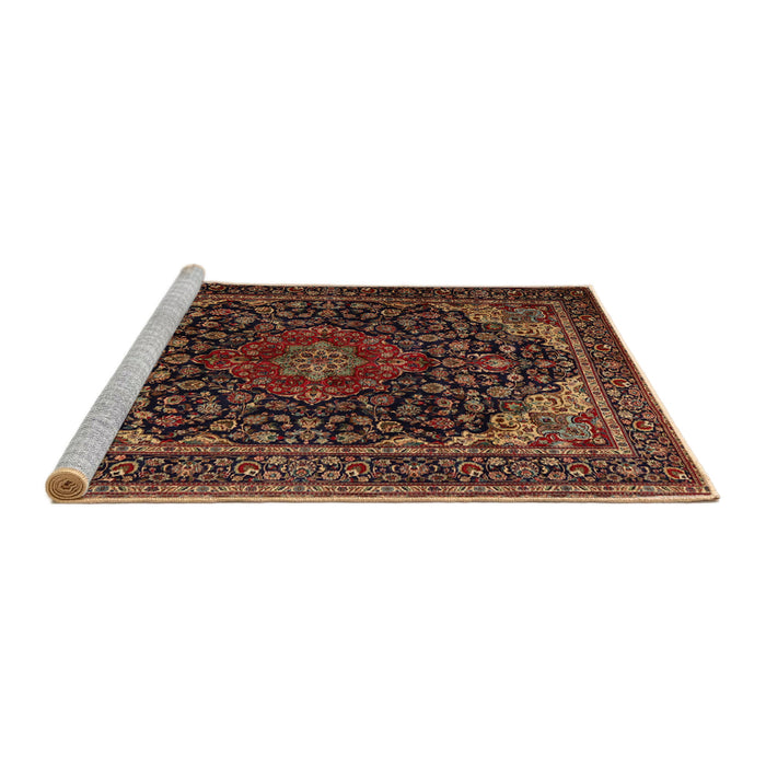 Sideview of Machine Washable Traditional Gold Brown Rug, wshtr2204