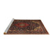 Sideview of Machine Washable Traditional Gold Brown Rug, wshtr2204