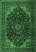 Machine Washable Persian Emerald Green Traditional Area Rugs, wshtr2204emgrn