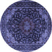 Round Machine Washable Persian Blue Traditional Rug, wshtr2204blu