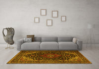 Machine Washable Persian Yellow Traditional Rug, wshtr2204yw