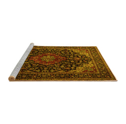 Sideview of Machine Washable Persian Yellow Traditional Rug, wshtr2204yw