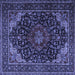 Square Machine Washable Persian Blue Traditional Rug, wshtr2204blu