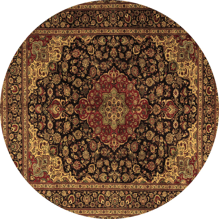 Round Machine Washable Persian Brown Traditional Rug, wshtr2204brn
