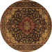 Round Machine Washable Persian Brown Traditional Rug, wshtr2204brn