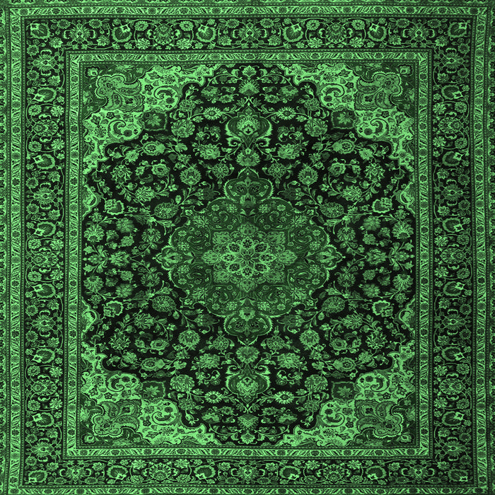 Square Persian Emerald Green Traditional Rug, tr2204emgrn