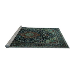 Sideview of Machine Washable Persian Light Blue Traditional Rug, wshtr2204lblu