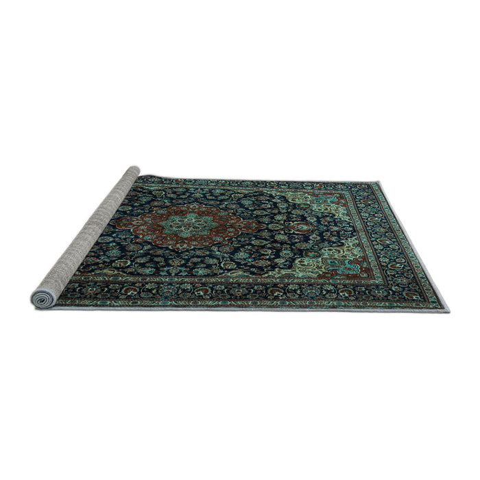 Sideview of Machine Washable Persian Light Blue Traditional Rug, wshtr2204lblu