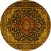 Round Machine Washable Persian Yellow Traditional Rug, wshtr2204yw