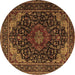 Round Persian Brown Traditional Rug, tr2204brn