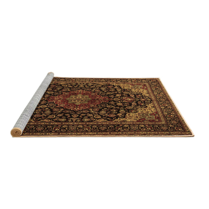 Sideview of Machine Washable Persian Brown Traditional Rug, wshtr2204brn