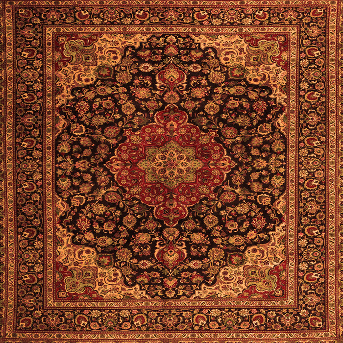 Round Machine Washable Persian Orange Traditional Area Rugs, wshtr2204org