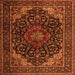 Round Machine Washable Persian Orange Traditional Area Rugs, wshtr2204org