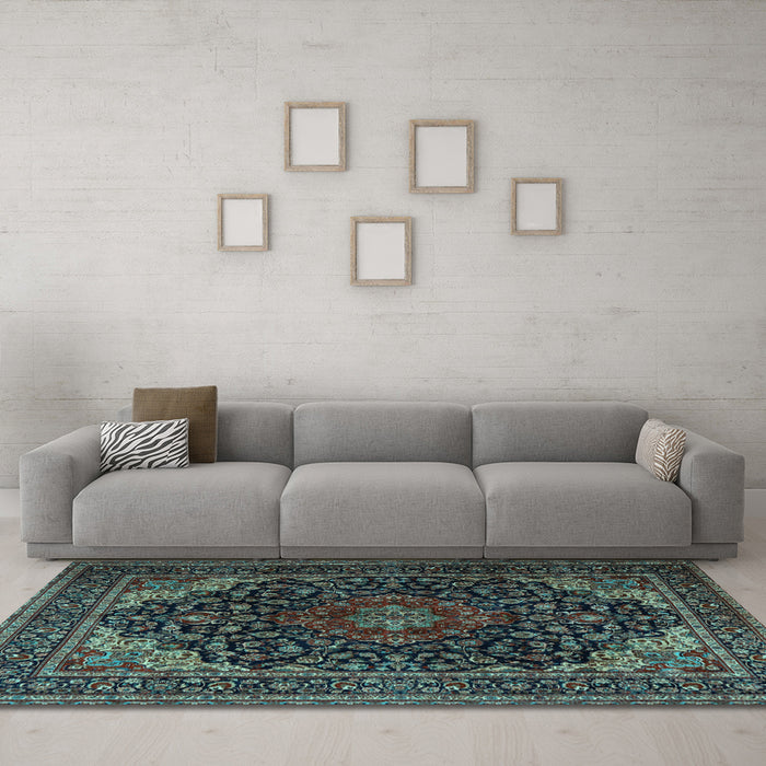 Machine Washable Persian Light Blue Traditional Rug in a Living Room, wshtr2204lblu