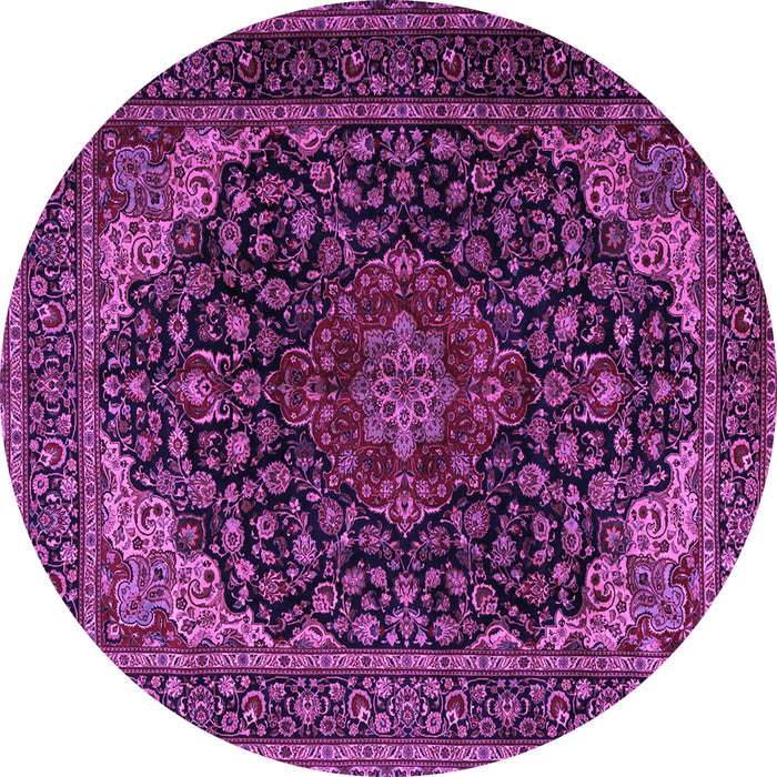 Round Machine Washable Persian Purple Traditional Area Rugs, wshtr2204pur
