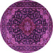 Round Machine Washable Persian Purple Traditional Area Rugs, wshtr2204pur