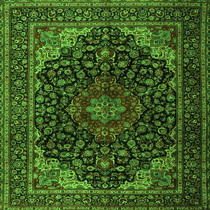 Round Machine Washable Persian Green Traditional Area Rugs, wshtr2204grn