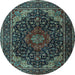 Round Persian Light Blue Traditional Rug, tr2204lblu