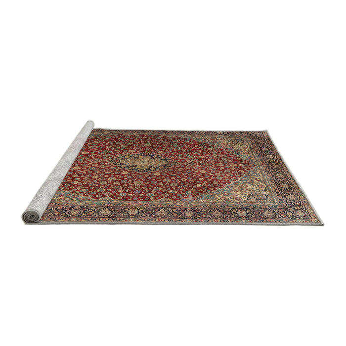 Sideview of Machine Washable Traditional Saffron Red Rug, wshtr2205