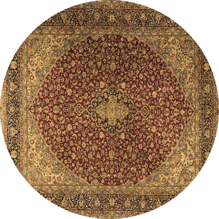 Round Persian Brown Traditional Rug, tr2205brn