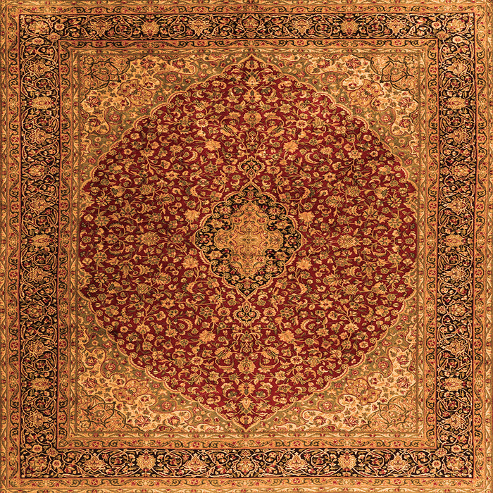 Round Machine Washable Persian Orange Traditional Area Rugs, wshtr2205org