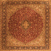 Round Machine Washable Persian Orange Traditional Area Rugs, wshtr2205org