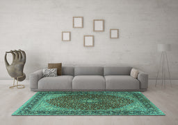 Machine Washable Persian Turquoise Traditional Area Rugs in a Living Room,, wshtr2205turq