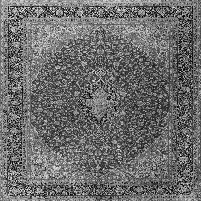 Round Machine Washable Persian Gray Traditional Rug, wshtr2205gry