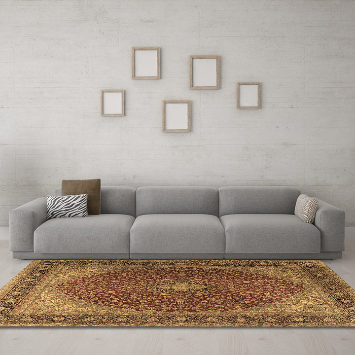 Machine Washable Persian Brown Traditional Rug in a Living Room,, wshtr2205brn