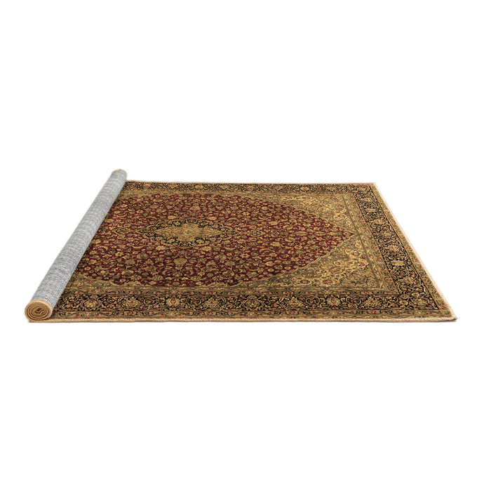 Sideview of Machine Washable Persian Brown Traditional Rug, wshtr2205brn
