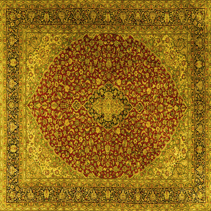 Square Machine Washable Persian Yellow Traditional Rug, wshtr2205yw