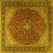 Square Machine Washable Persian Yellow Traditional Rug, wshtr2205yw