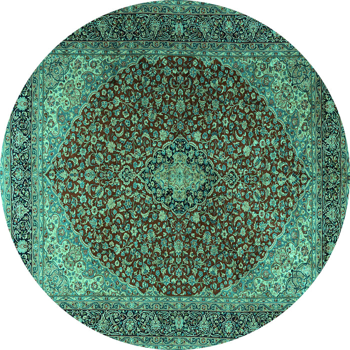 Round Persian Turquoise Traditional Rug, tr2205turq