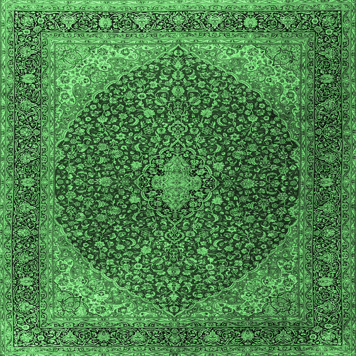 Square Persian Emerald Green Traditional Rug, tr2205emgrn