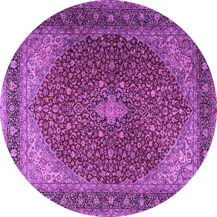 Round Machine Washable Persian Purple Traditional Area Rugs, wshtr2205pur