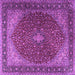 Square Machine Washable Persian Purple Traditional Area Rugs, wshtr2205pur