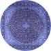 Round Machine Washable Persian Blue Traditional Rug, wshtr2205blu