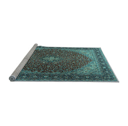 Sideview of Machine Washable Persian Light Blue Traditional Rug, wshtr2205lblu