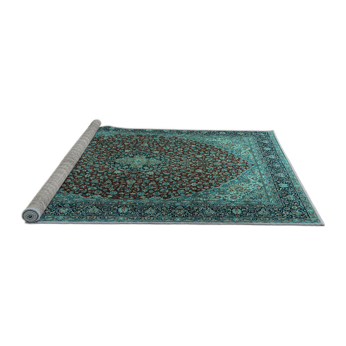 Sideview of Machine Washable Persian Light Blue Traditional Rug, wshtr2205lblu