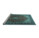 Sideview of Machine Washable Persian Light Blue Traditional Rug, wshtr2205lblu