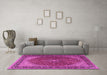 Machine Washable Persian Pink Traditional Rug in a Living Room, wshtr2205pnk